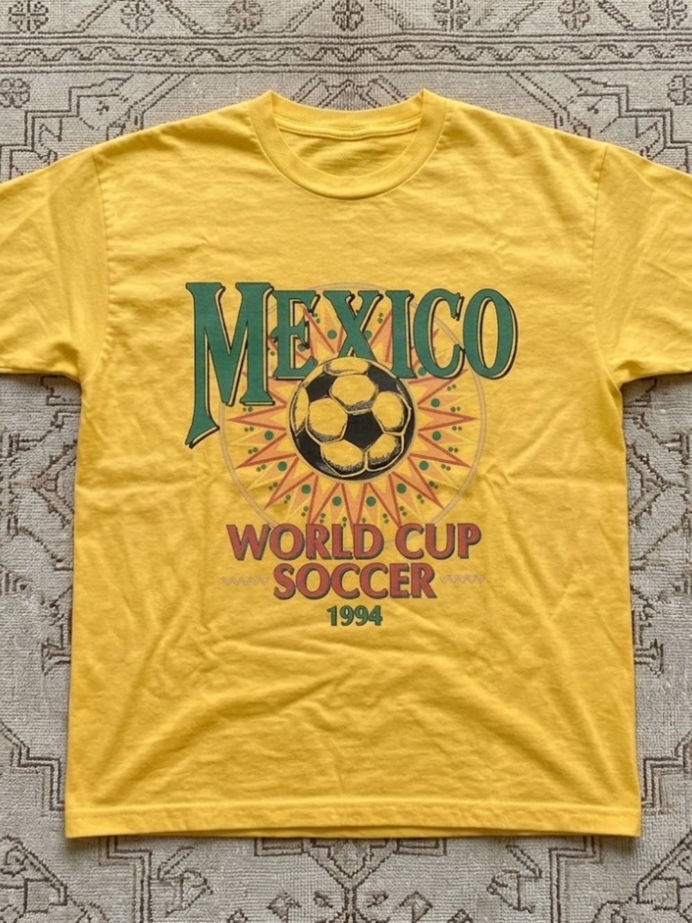 Mexico 1994 World Cup Soccer Graphic Tee Yellow